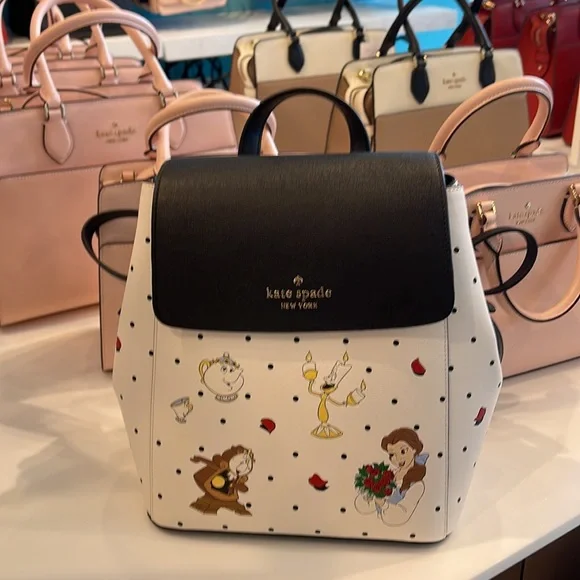 Disney X Kate Spade The Beauty Medium Flap Backpack 
Cream Multi 
NWT - Picture 14 of 16